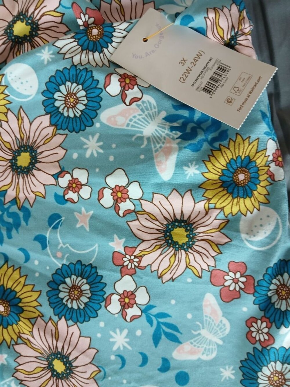 Joyspun PJs Plus Size Floral Pajama Set 3X Tank Top Shorts Recycled Poly Pockets - Picture 6 of 13